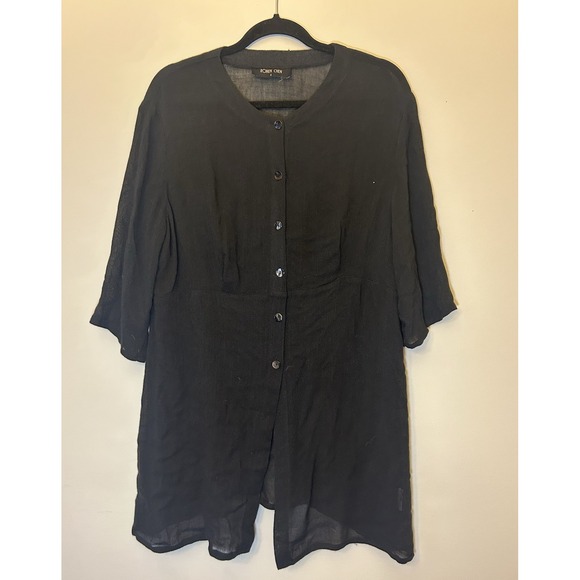 Ronen Chen Women's Black Button Up Cardigan Short Sleeves Size 4 100% Viscose - Picture 1 of 6
